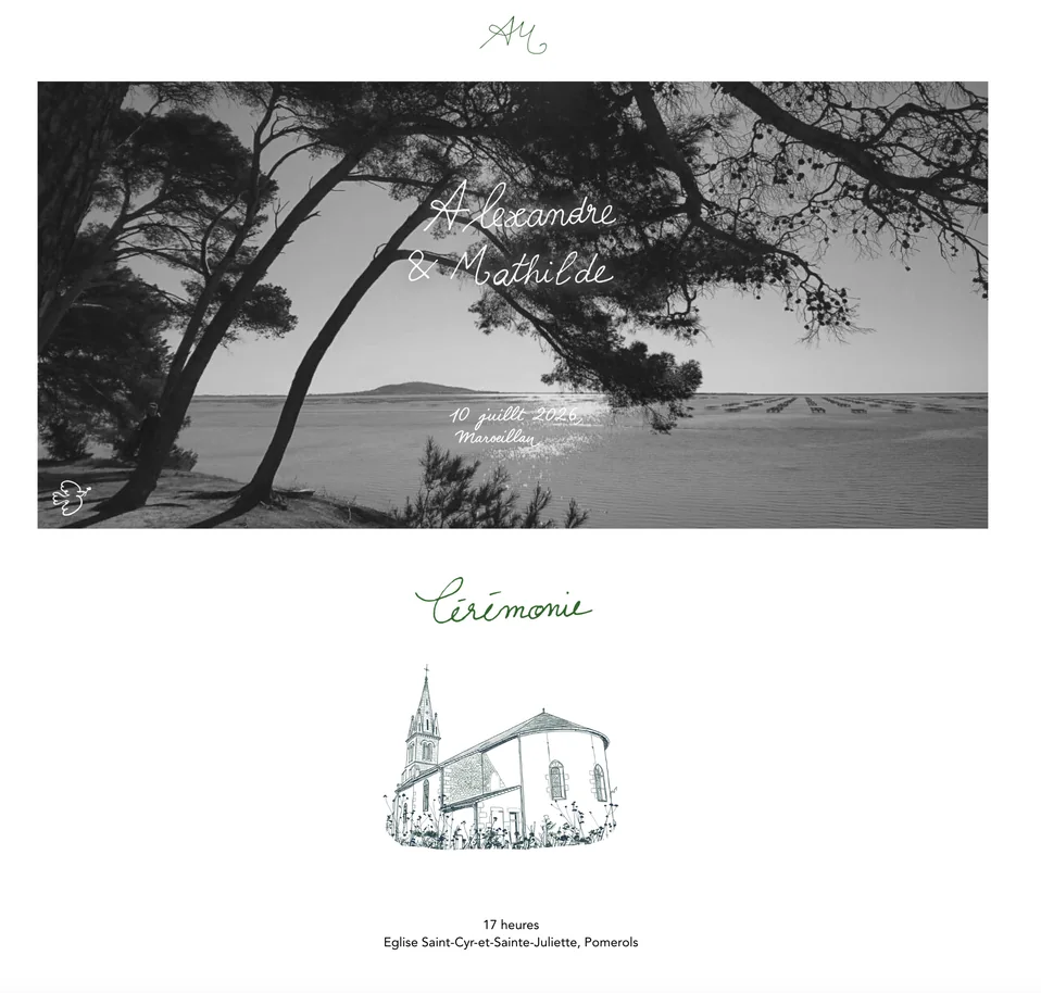 Site de mariage Alexandre et Mathilde
